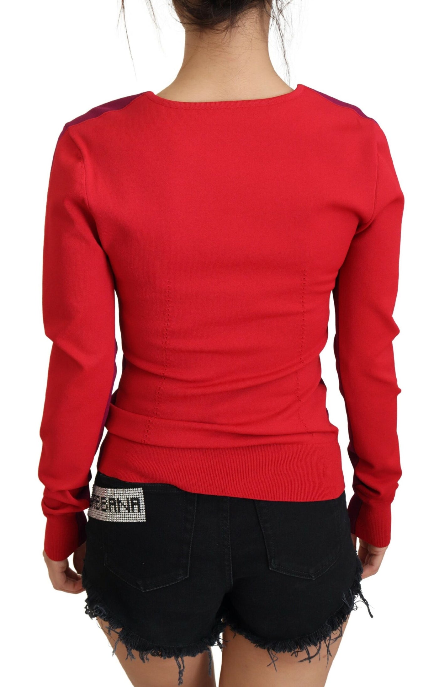 Multicolor Viscose Square Neck Pullover Sweater