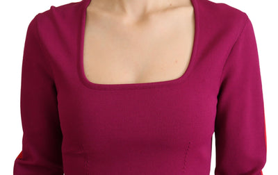 Multicolor Viscose Square Neck Pullover Sweater