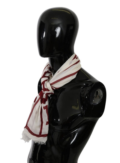 White Modal Red Printed Wrap Shawl Scarf