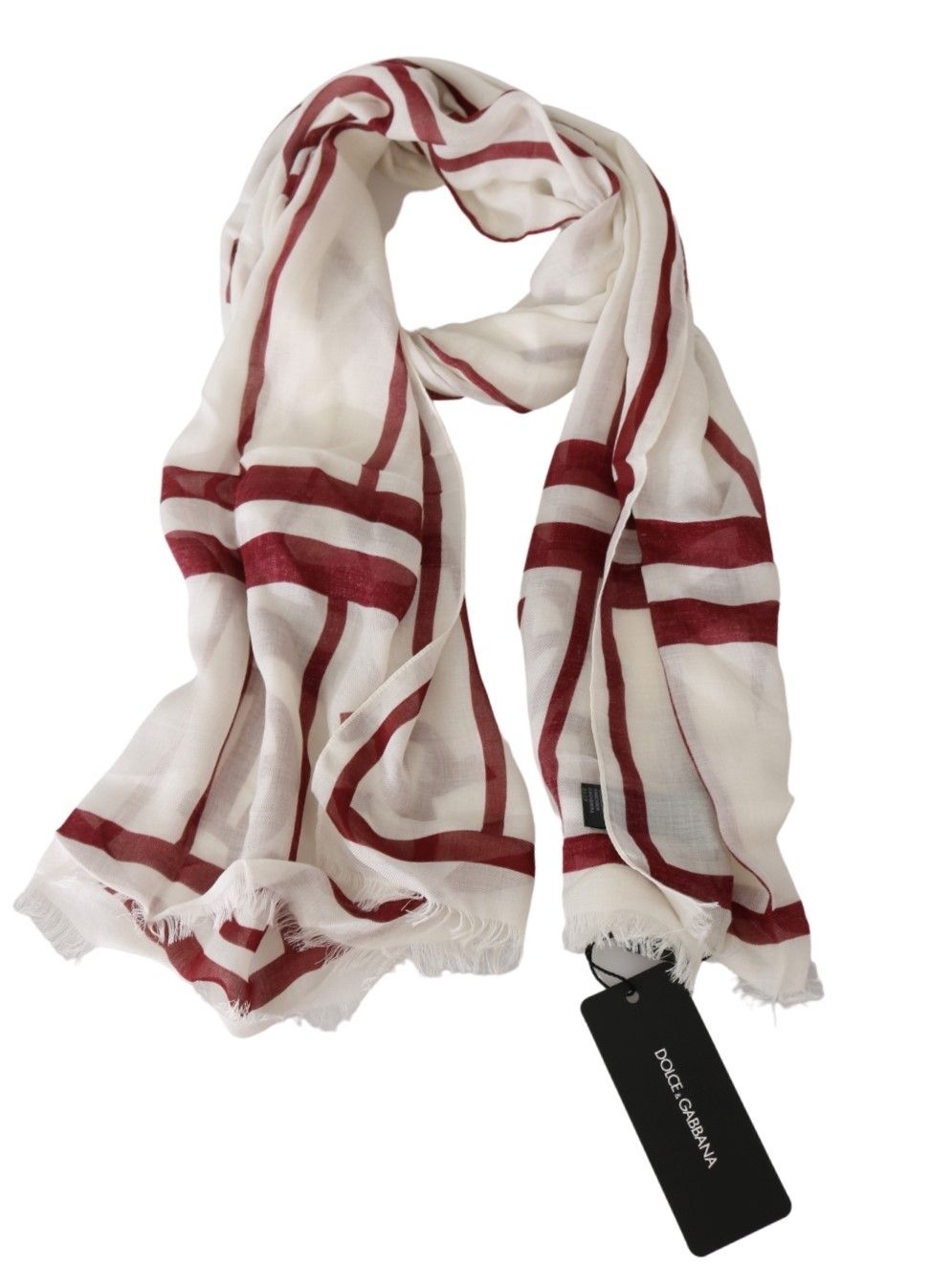 White Modal Red Printed Wrap Shawl Scarf