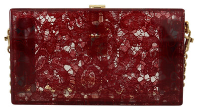 Dark Red Plexiglass Lace Shoulder Sling Clutch Bag