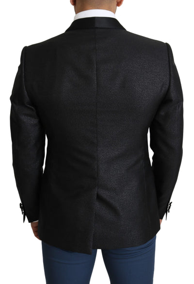 Black Jacquard Single Breasted GOLD Blazer