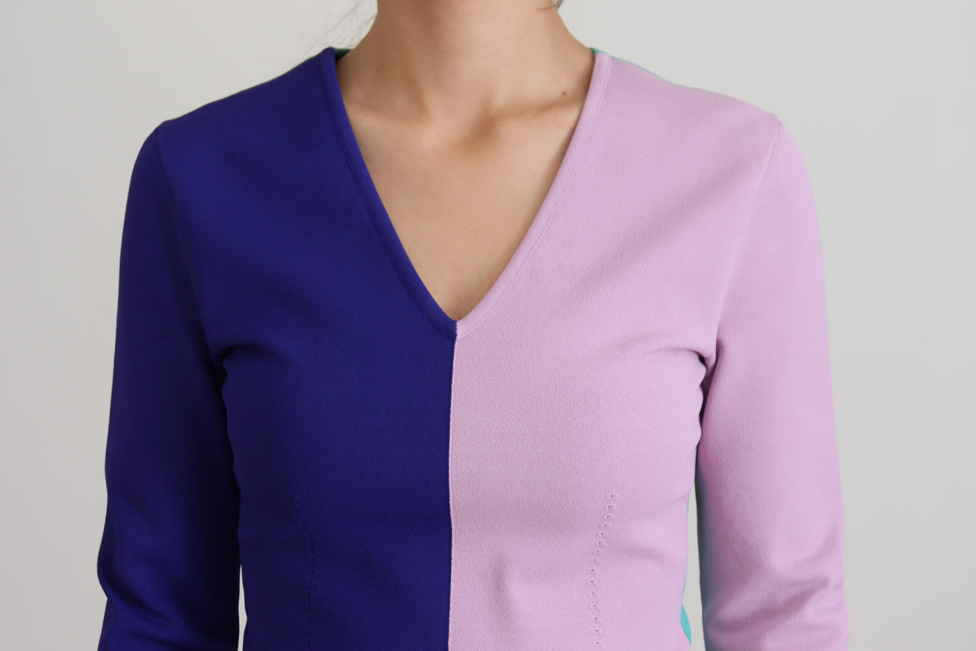 Multicolor V-neck Viscose Long Sleeves Sweater