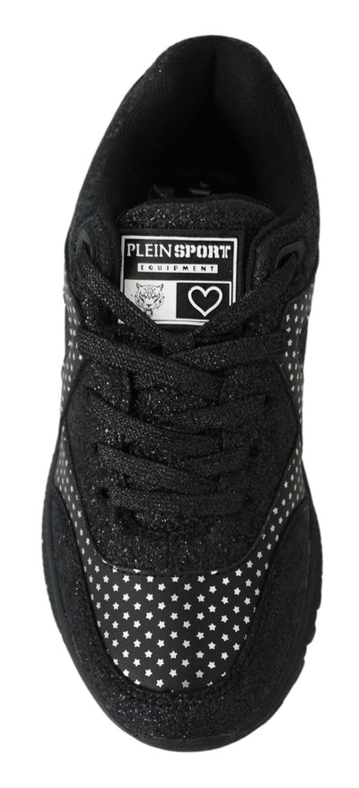 Black Polyester Runner Jasmines Sneakers Shoes