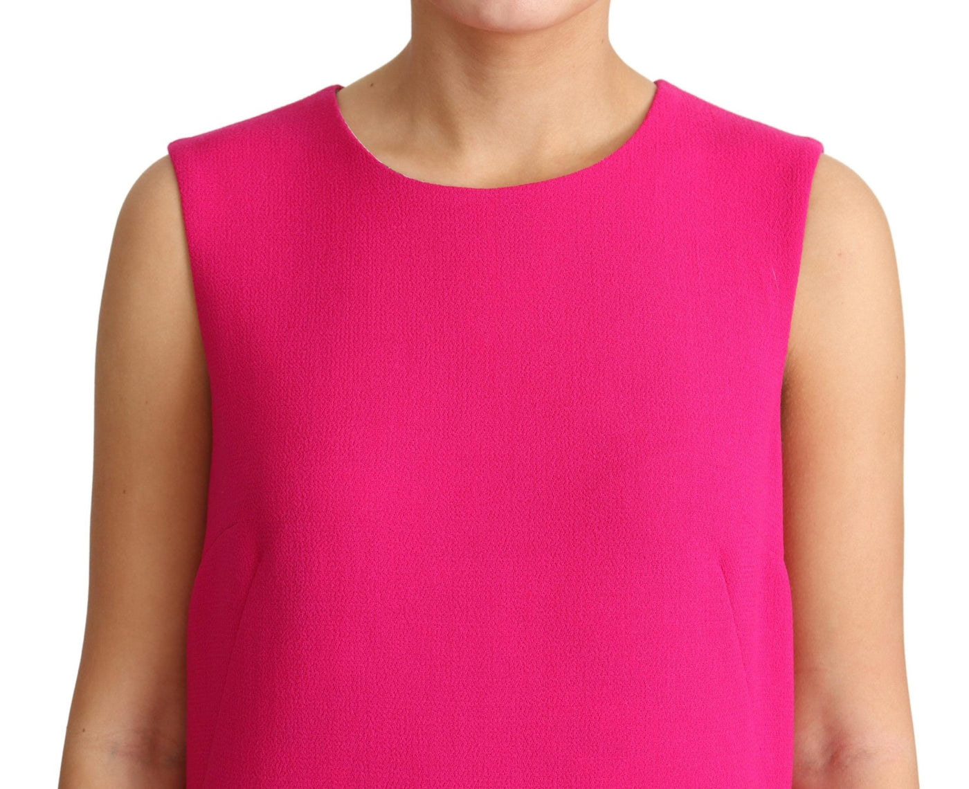 Fuchsia Wool Sequin Shift Sleeveless Dress