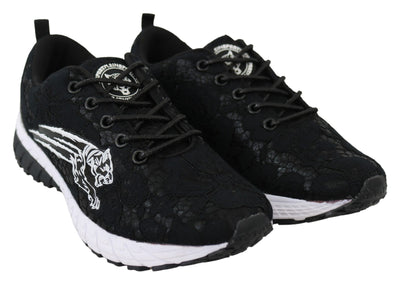 Black Polyester Runner Umi Sneakers Shoes