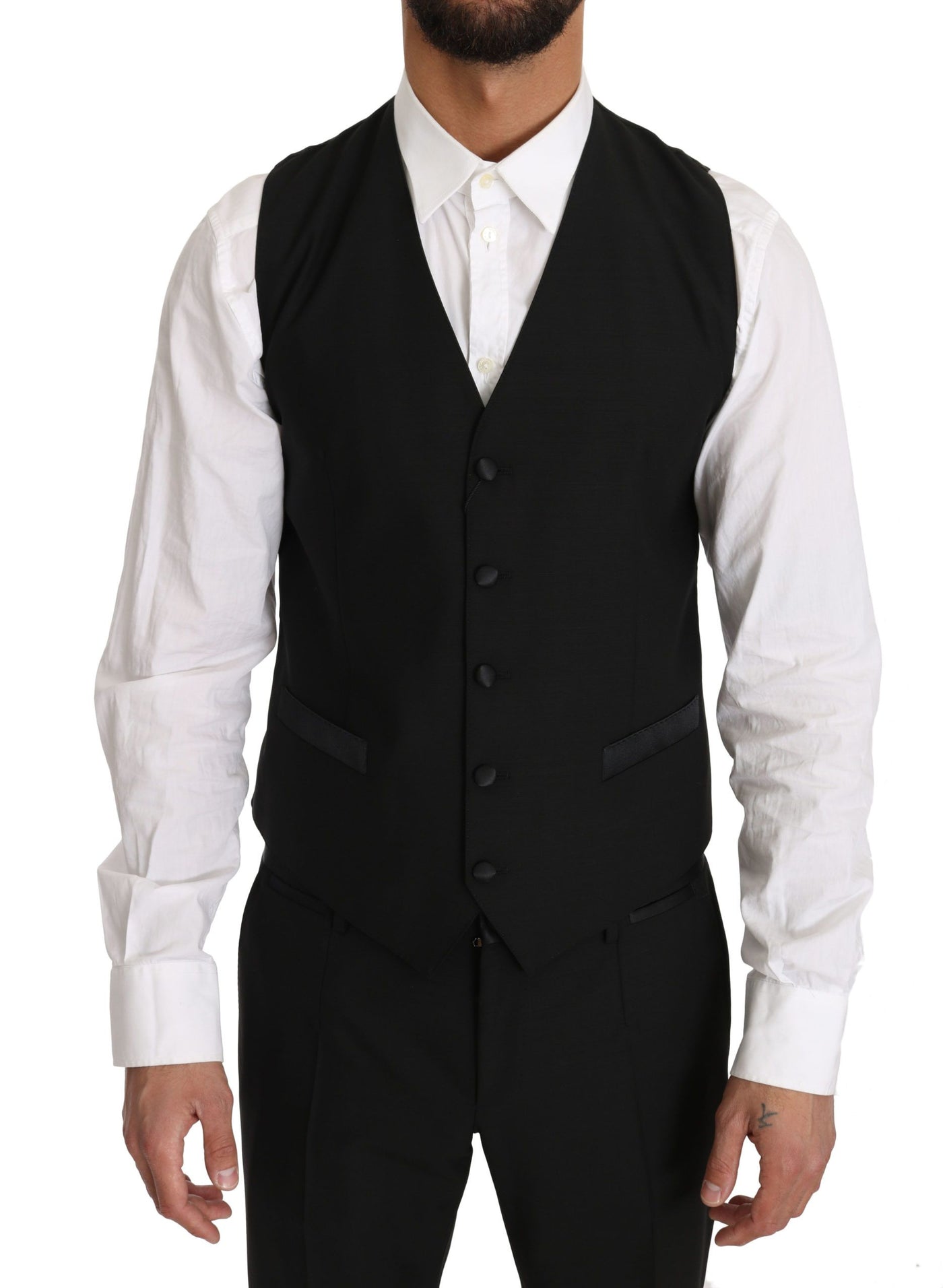 Black Wool Dress Waistcoat Gillet Vest