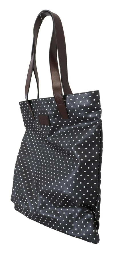 Black White Polka Dots Canvas Shopping Tote Bag