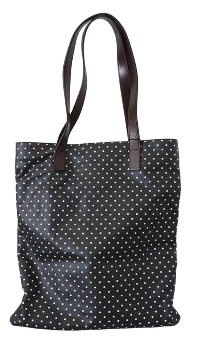 Black White Polka Dots Canvas Shopping Tote Bag