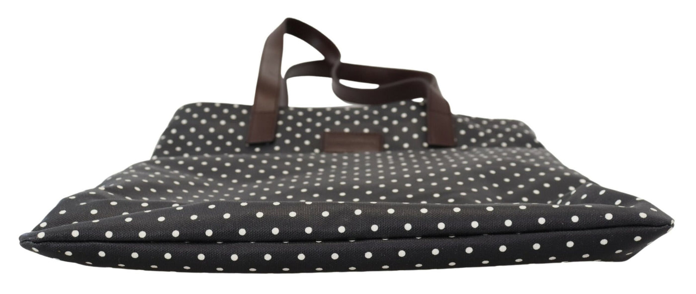 Black White Polka Dots Canvas Shopping Tote Bag