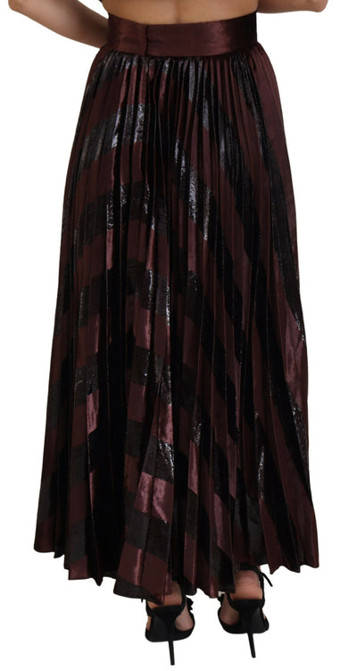 Brown Polyester High Waist A-line Maxi Skirt