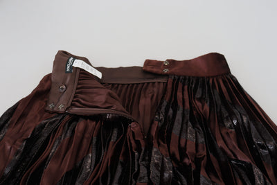 Brown Polyester High Waist A-line Maxi Skirt