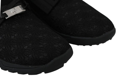 Black Polyester Runner Beth Sneakers Shoes