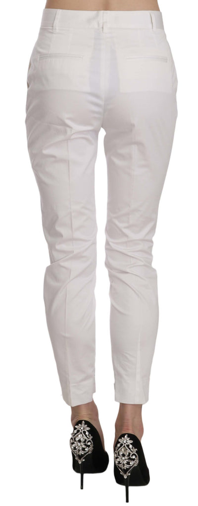 White High Waist Skinny Cropped Trouser Pants