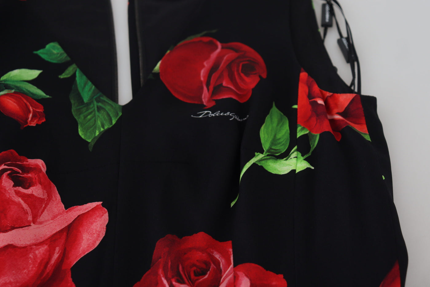 Black Roses Vneck Sleeveless Sheath Midi Dress