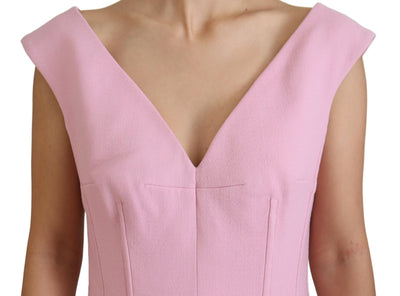 Pink V-neck Stretch Sheath Bodycon Dress