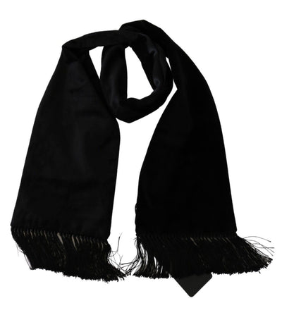 Black Fringe Neck Wrap Mens Shawl Cotton Scarf