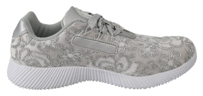 Silver Polyester Runner Joice Sneakers Shoes