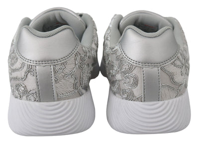 Silver Polyester Runner Joice Sneakers Shoes