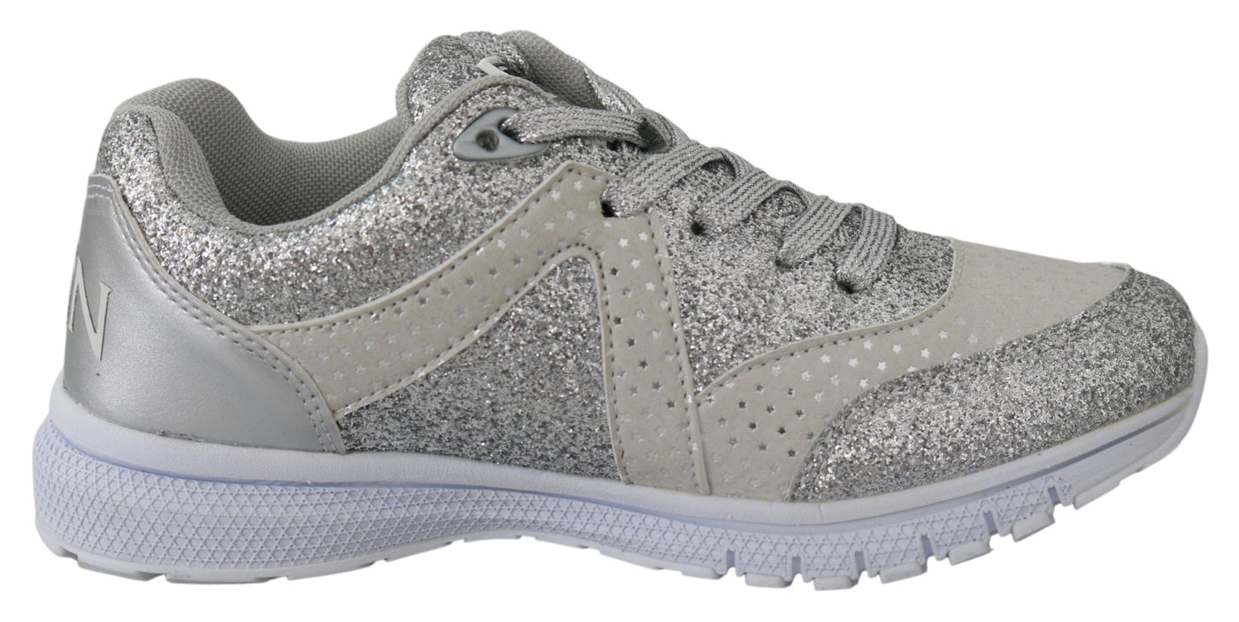 Silver Polyester Runner Jasmines Sneakers Shoes