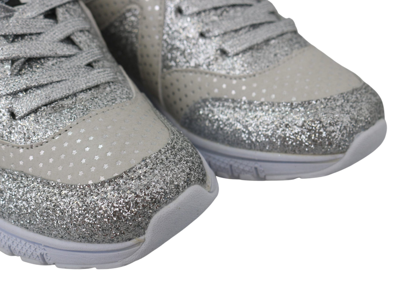 Silver Polyester Runner Jasmines Sneakers Shoes