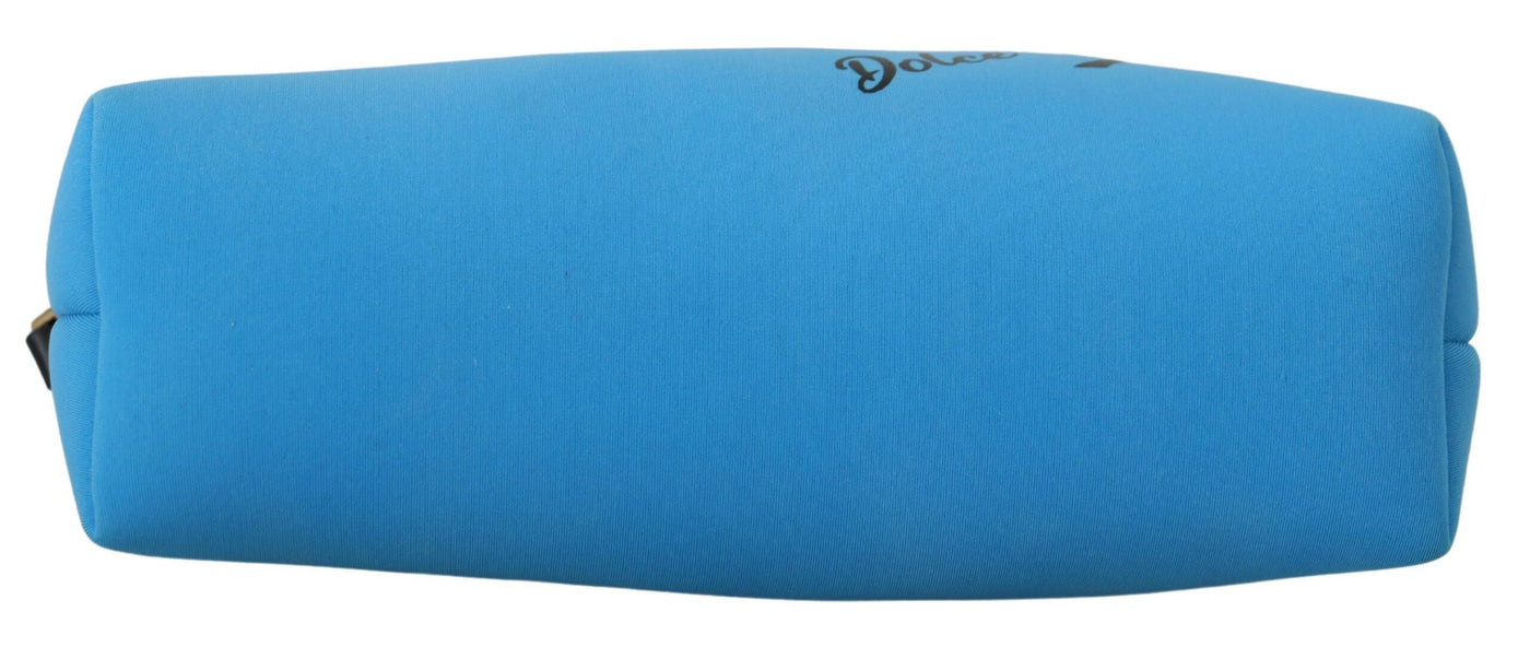 Blue Logo Print Hand Pouch Leopard Print Toiletry Bag