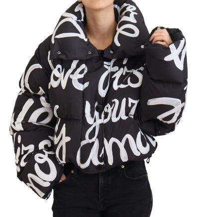 Black AMORE Printed Blouson Polyester Jacket