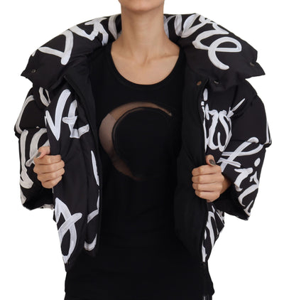 Black AMORE Printed Blouson Polyester Jacket