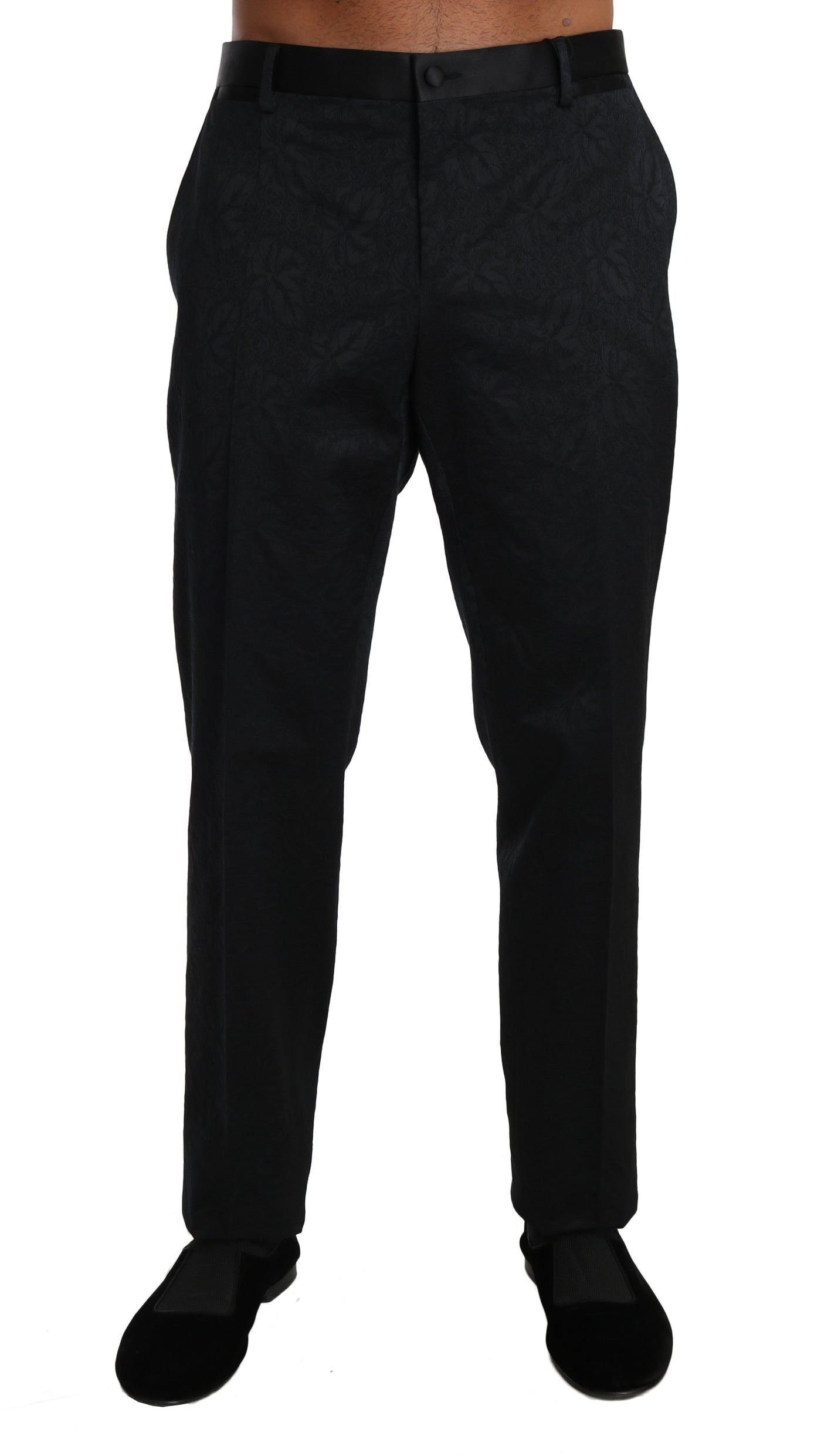 Black Cotton Brocade Formal Trousers Pants