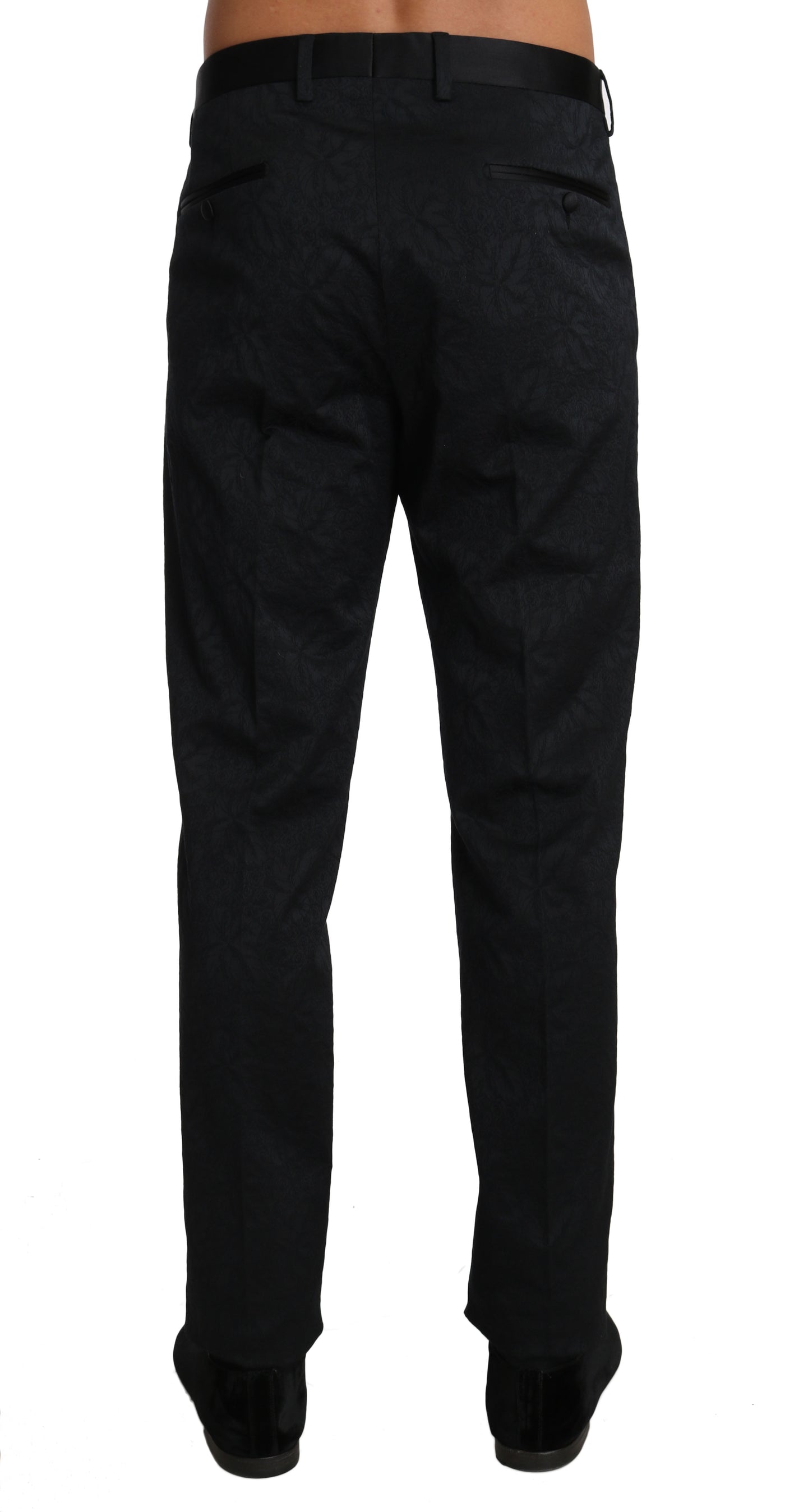 Black Cotton Brocade Formal Trousers Pants