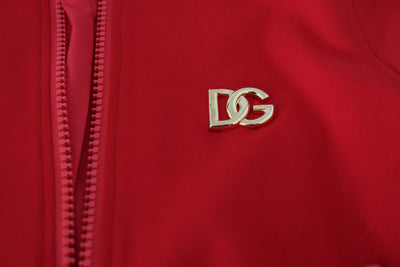 Red Viscose Full Zip DG Logo Blouson Sweater