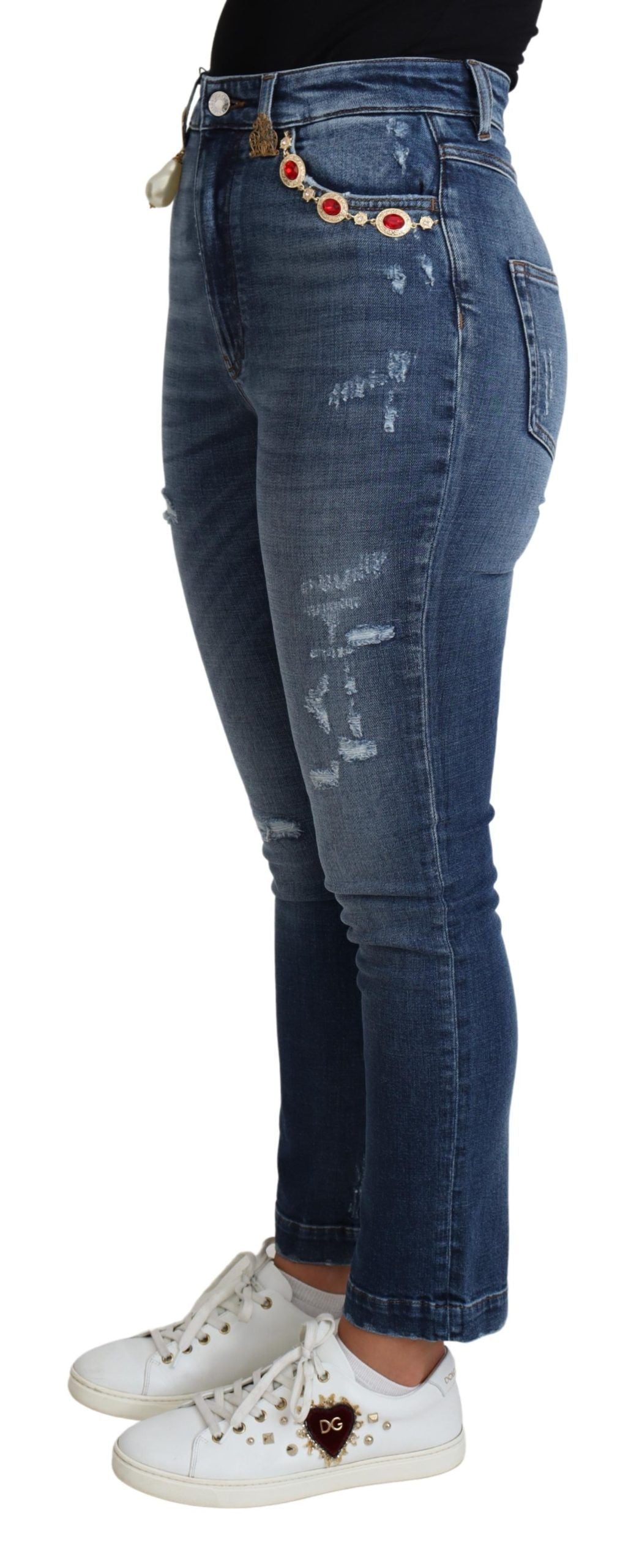 Blue Embellished Skinny Trouser Cotton Jeans