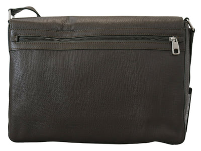 Dark Green Leather Shoulder Strap Travel Messenger Bag