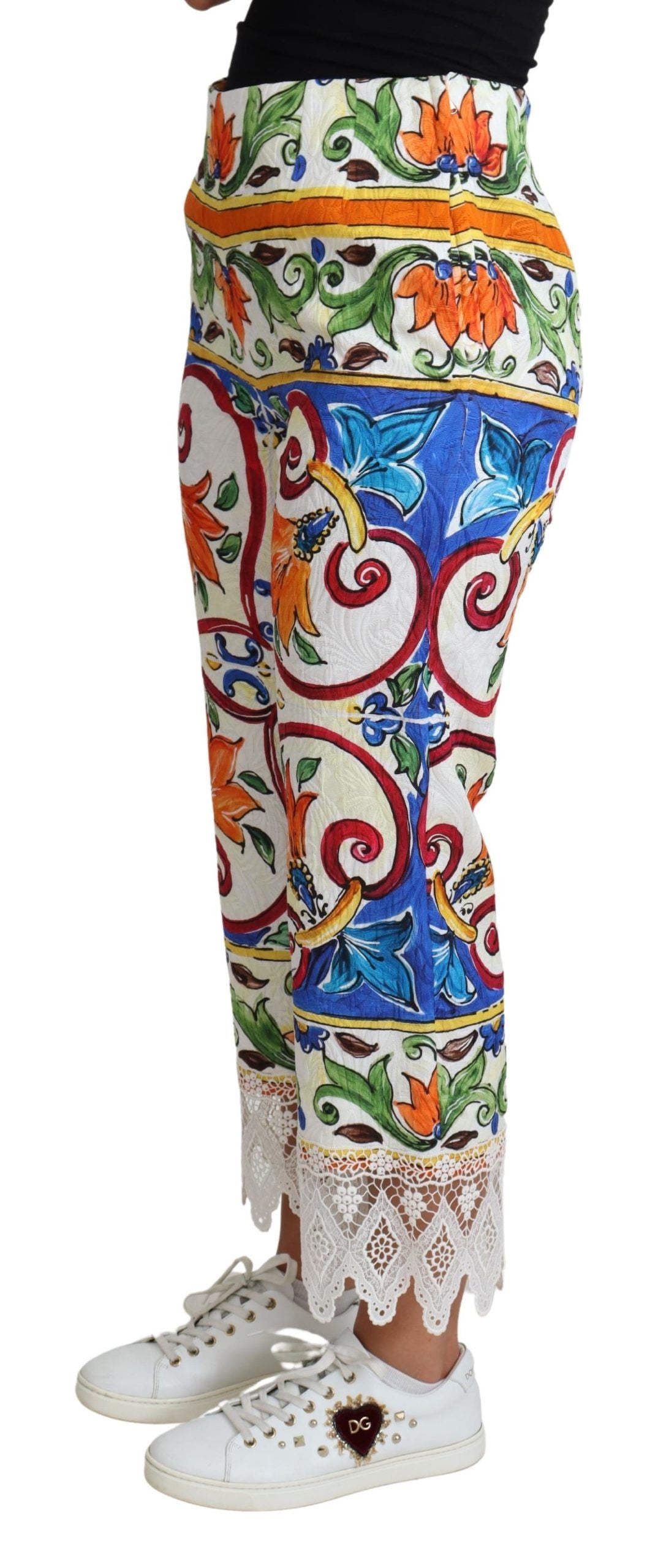 Multicolor Majolica Print Trouser  Cotton Pants