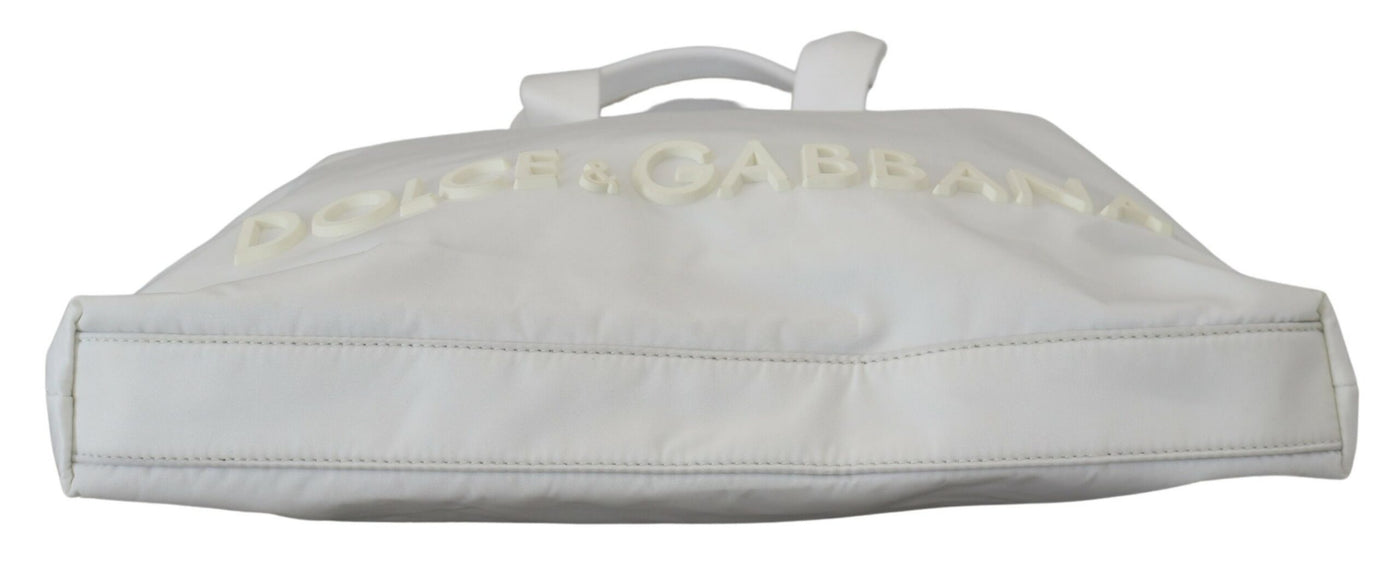 White Nylon DG Logo Women Shopping Hand Tote Bag