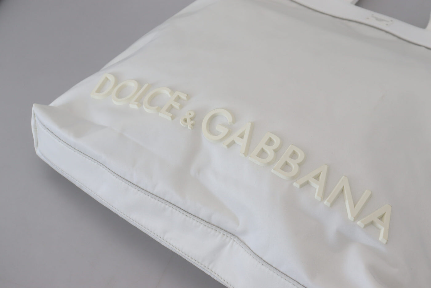 White Nylon DG Logo Women Shopping Hand Tote Bag