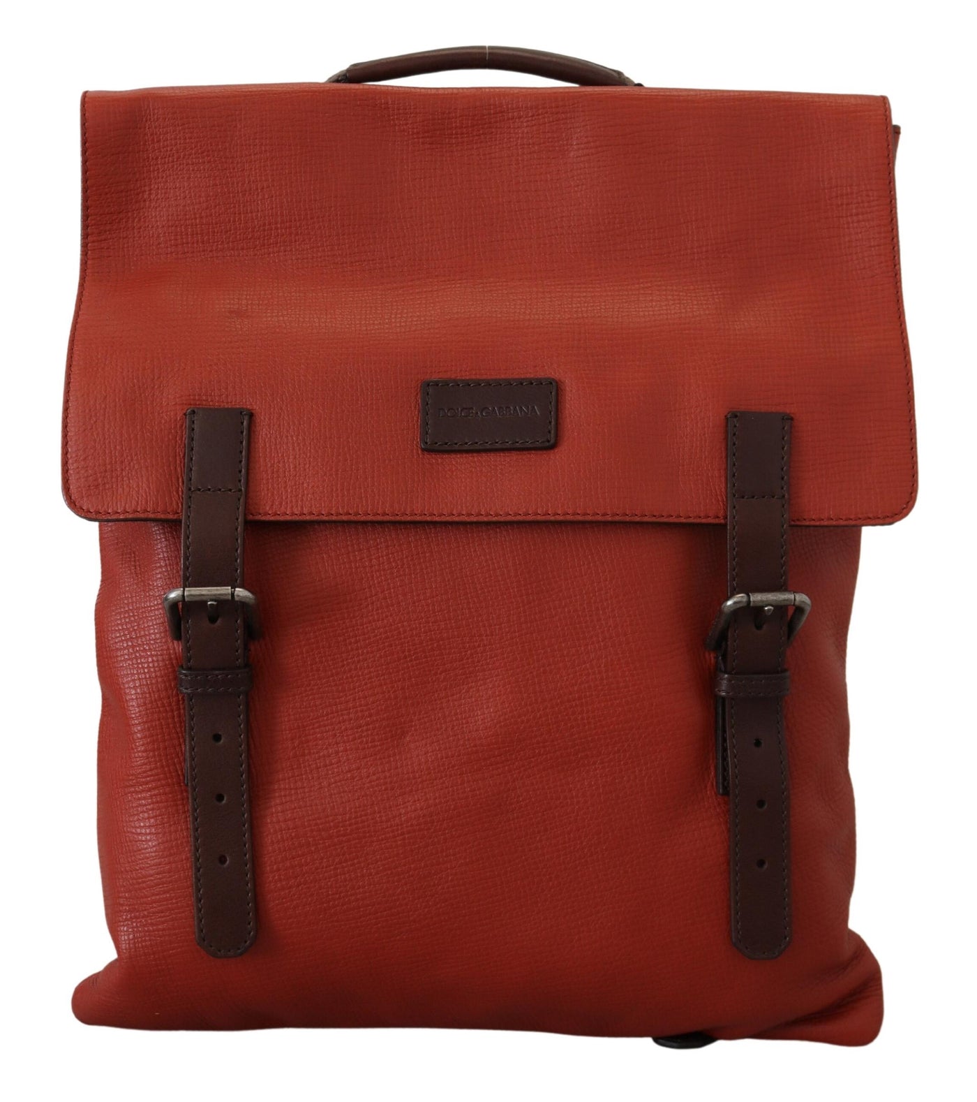 Orange Leather Logo Plaque Men Backpack Bag