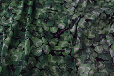 Green Leaves Print Silk Trench Coat Jacket