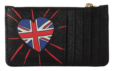 Black Leather #DGLovesLondon Women Cardholder Coin Case  Wallet