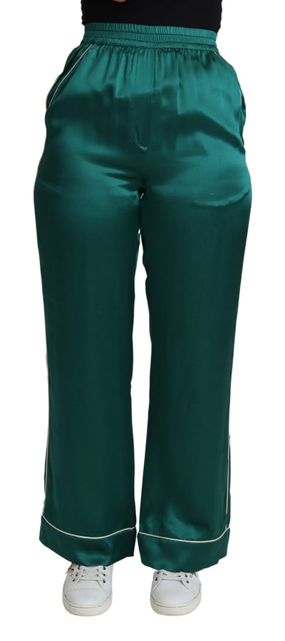 Green High Waist Pajama Trouser Silk Pant