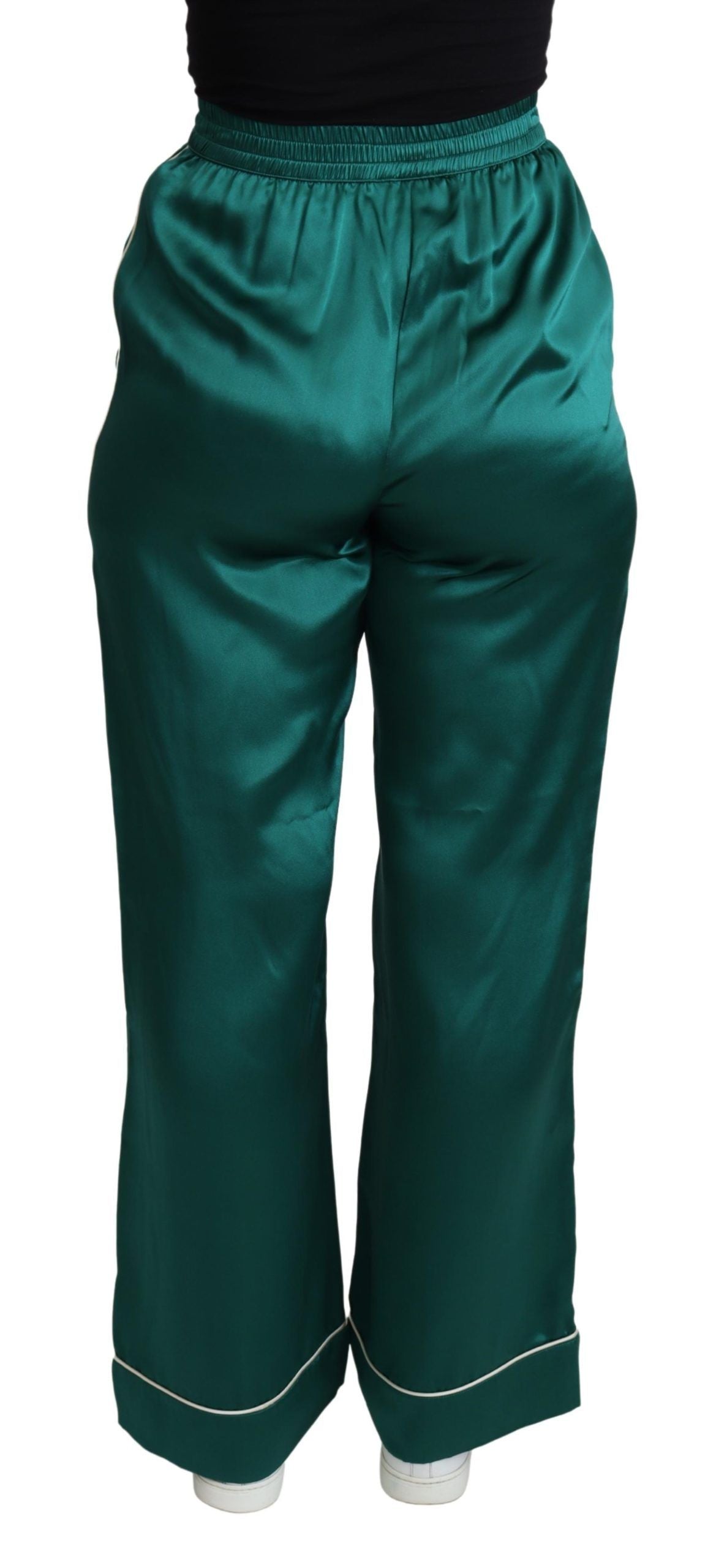 Green High Waist Pajama Trouser Silk Pant