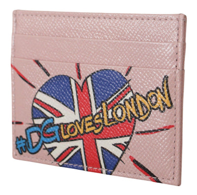 Pink Leather #DGLovesLondon Women Cardholder Case Wallet