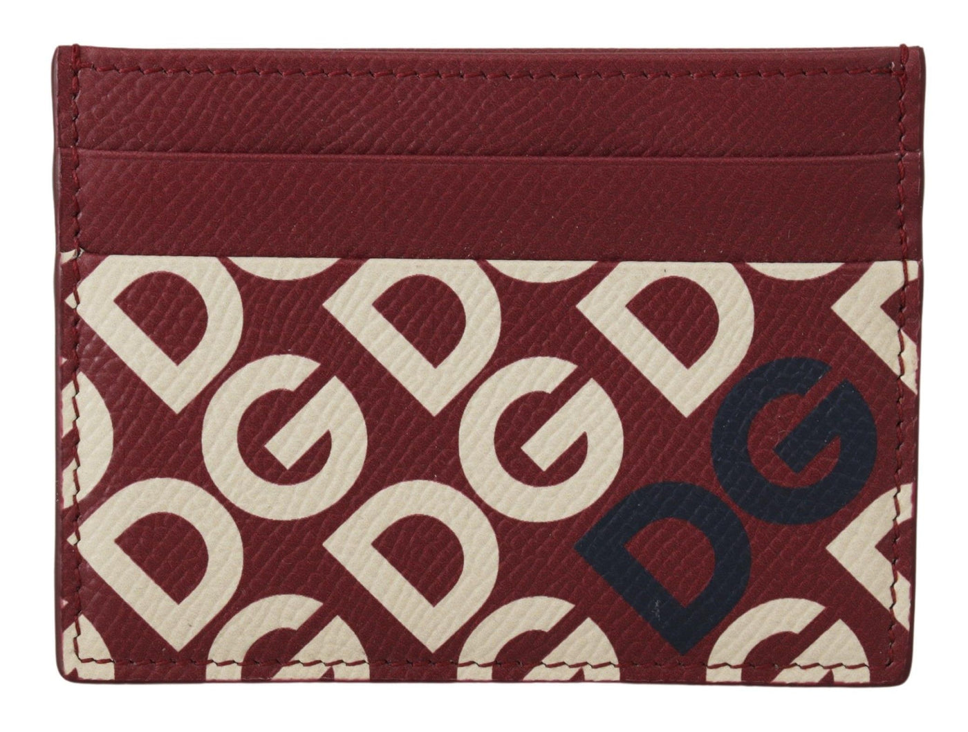 Red Leather Dauphine Logo Mania Mens Cardholder Case Wallet