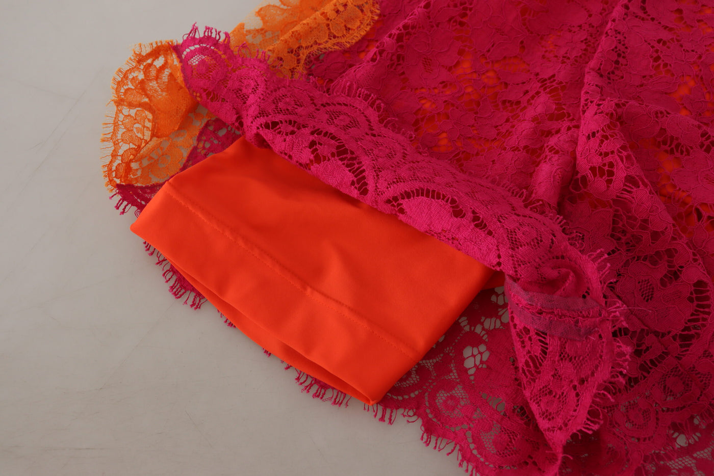 Pink Orange Lace Cotton High Waist Shorts