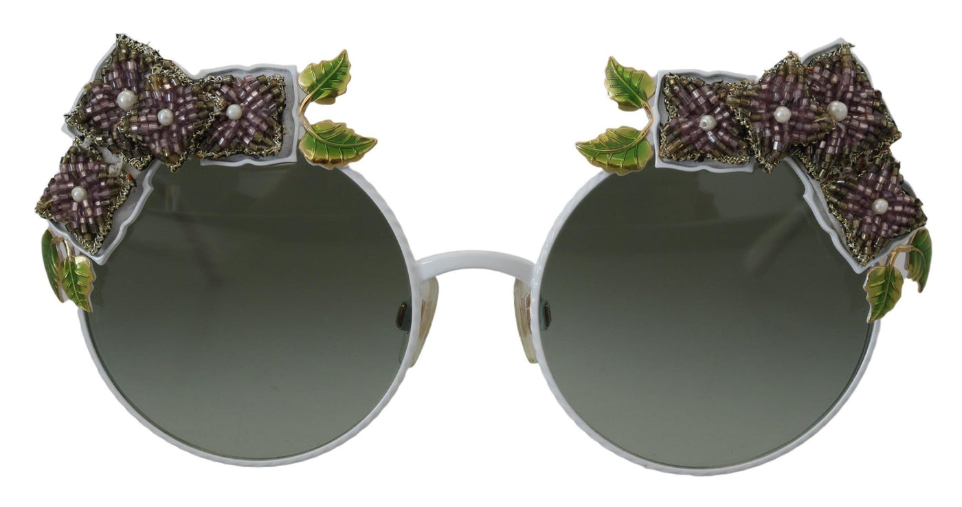 Gold Floral Embellished Metal Frame Round DG2186 Sunglasses