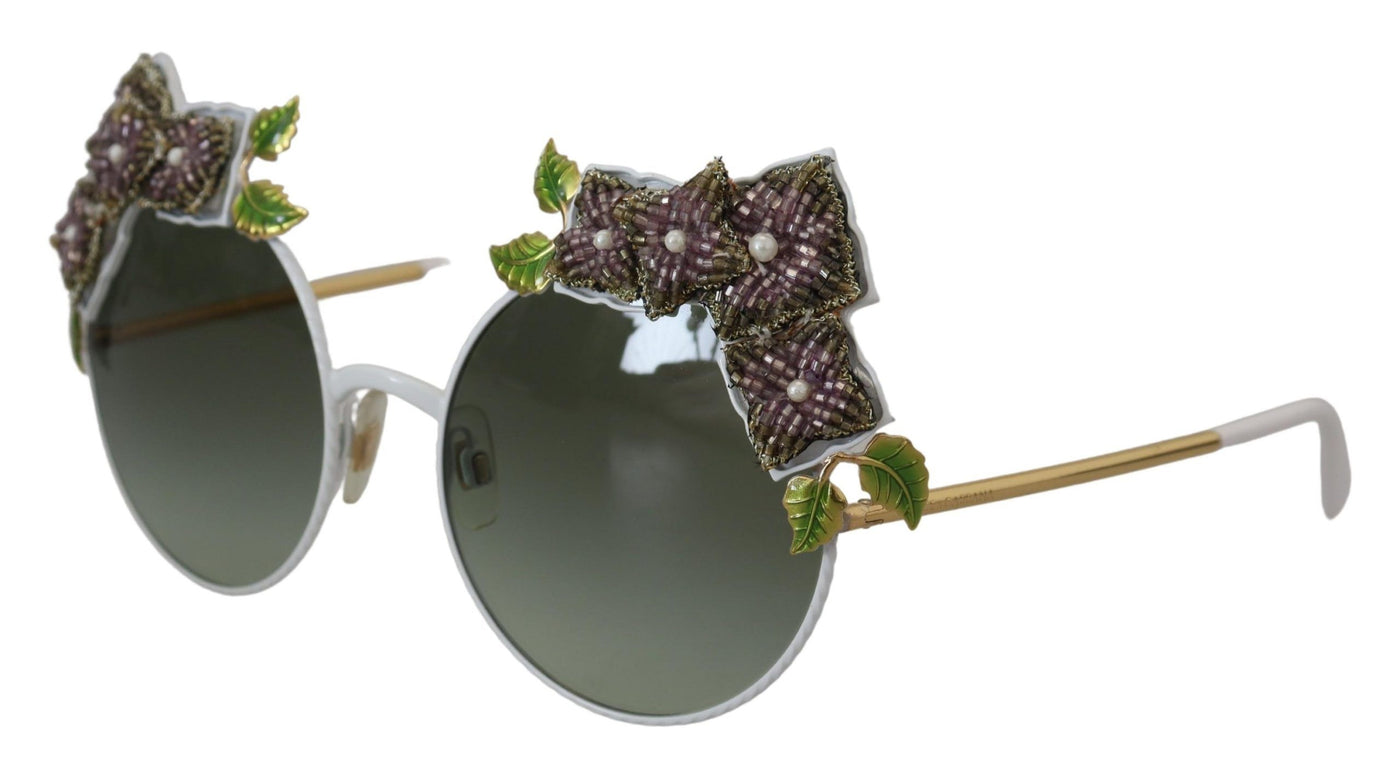 Gold Floral Embellished Metal Frame Round DG2186 Sunglasses