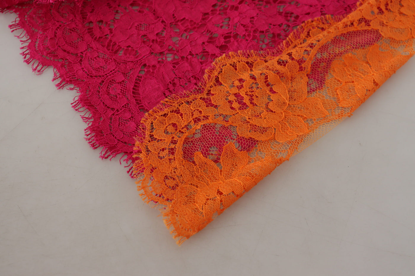 Pink Orange Lace Cotton High Waist Shorts