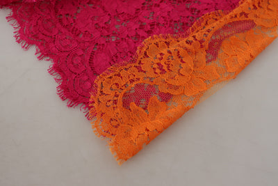 Pink Orange Lace Cotton High Waist Shorts