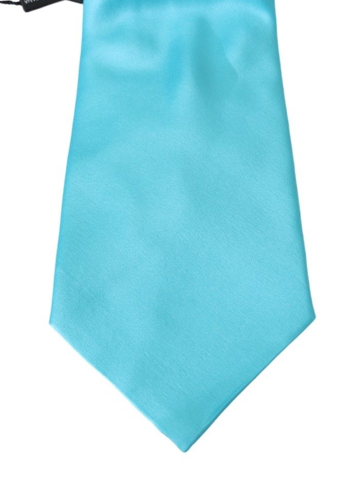 Light Blue Wide Mens Necktie Accessory 100% Silk Tie