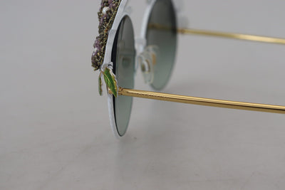 Gold Floral Embellished Metal Frame Round DG2186 Sunglasses